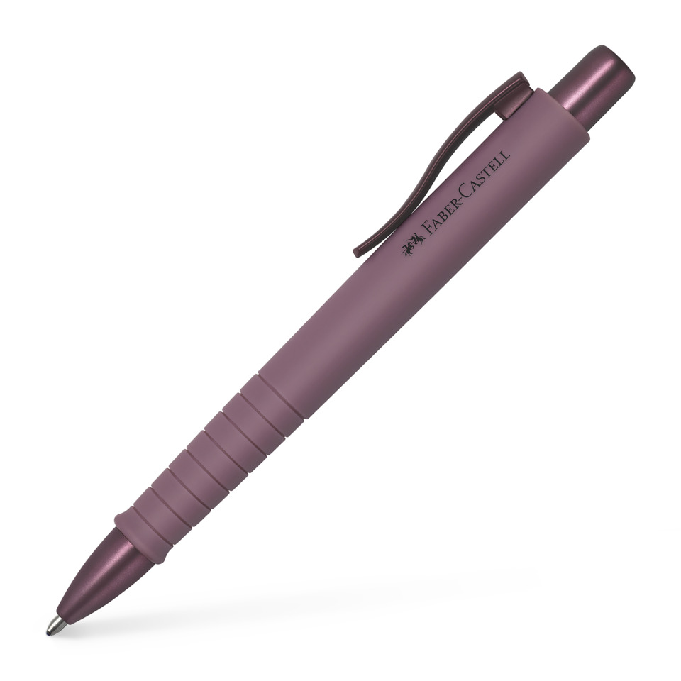 kugelschreiber?, drehkugelschreiber, lila farbe, metalloptik, faber-castell