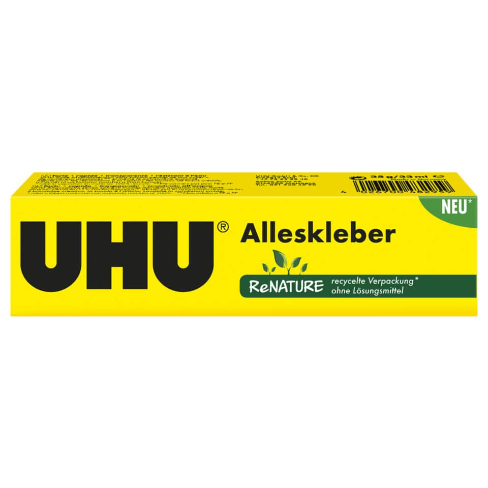 Klebeband, Alleskleber, ReNATURE, Gelbes Verpackungsband, UHU