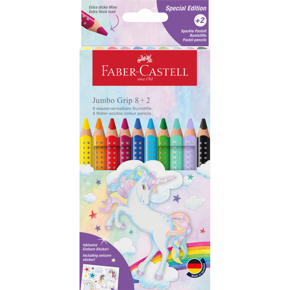 Farbstiftetui 8+2 Jumbo Grip Einhorn, sortiert FABER CASTELL 110923