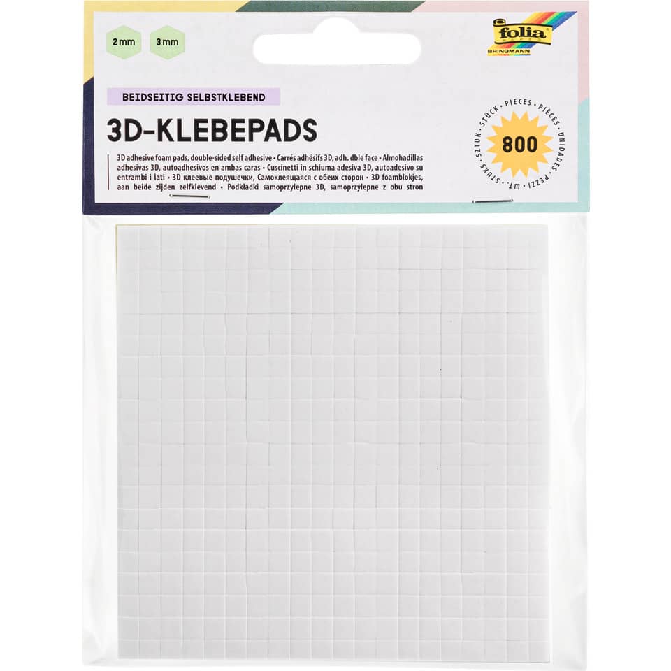 3D-Klebepads, Klebepads, Selbstklebend, Fliesenmuster, Größe 2|3 mm