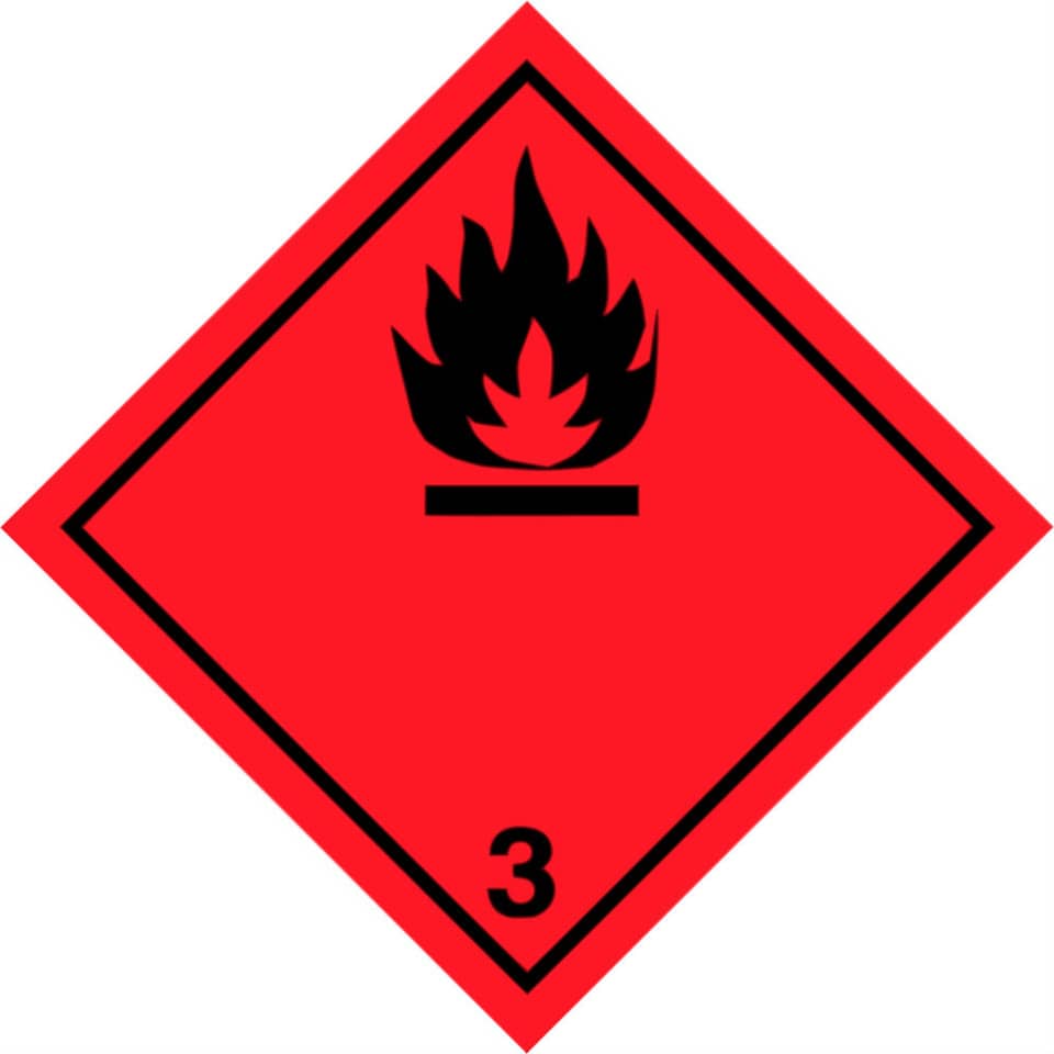 Gefahrensymbol, Brandgefahr, Flamme, Zahl 3, Rot