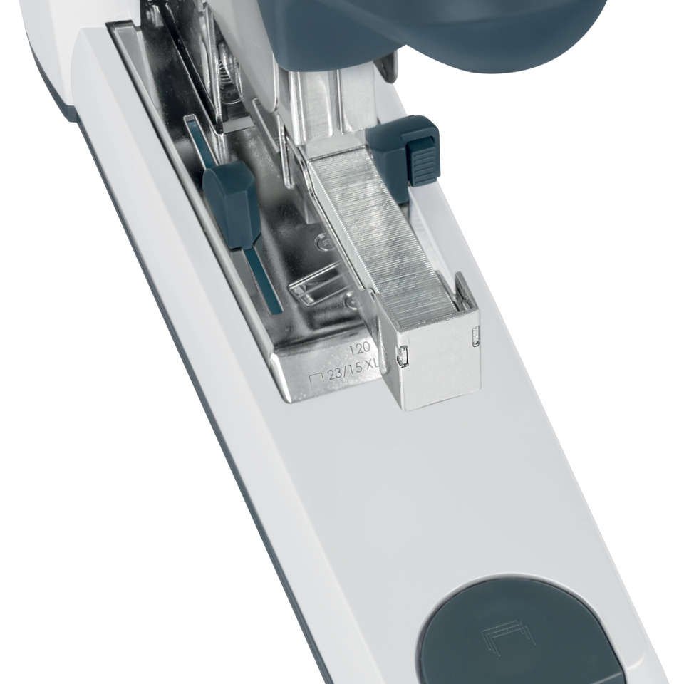 stapler, nagelspender, metallisch, blau, linearer stapler