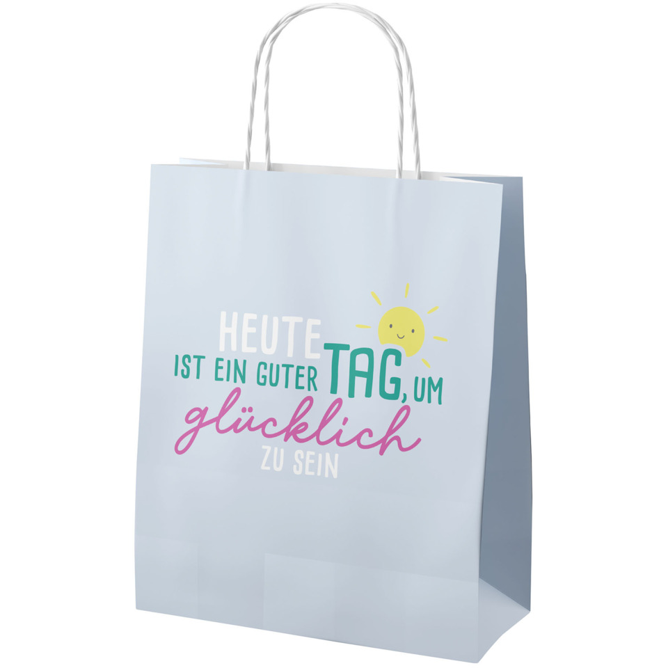 Geschenktüte, Papiertasche, Slogan-Tasche, hellblau, Glückwunsch