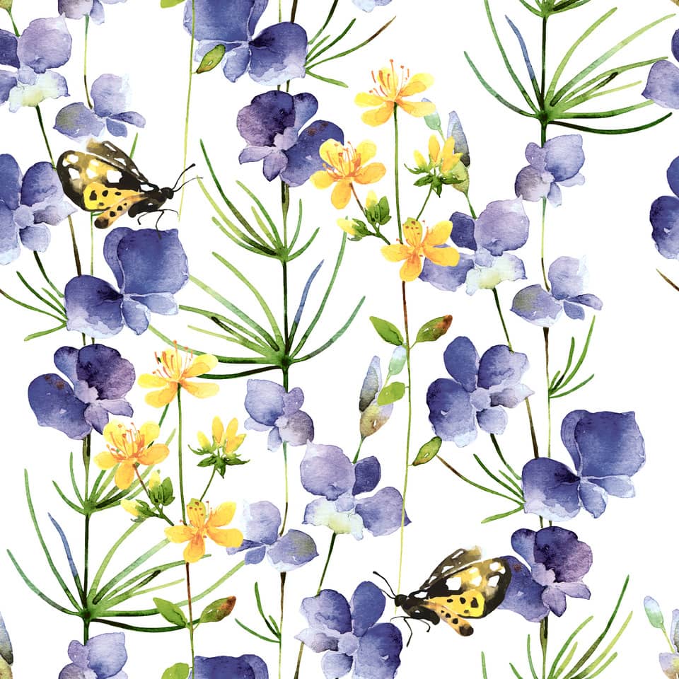 Blumenmuster, Lavendel, Schmetterling, Wolke, Floral