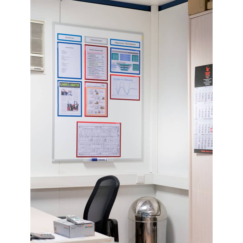office, whiteboard, chair, cabinet, trash can