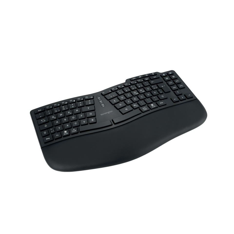 Tastatur, Kabellose Tastatur, Schwarz, Ergonomische Unterlage, Kensington? (Markenhinweis)