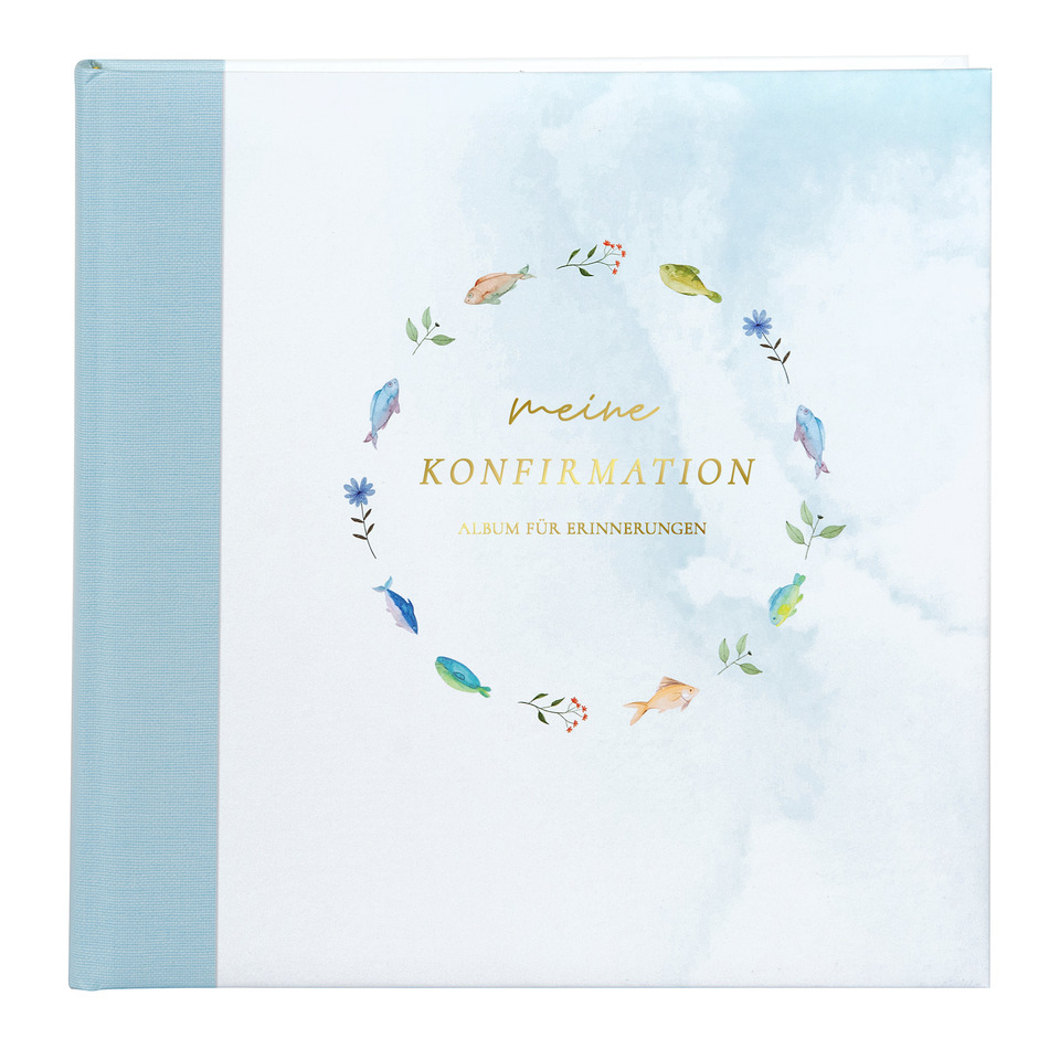 Album, Konfirmationsalbum, Fotoalbum, Kartenalbum, Wasserfarbe