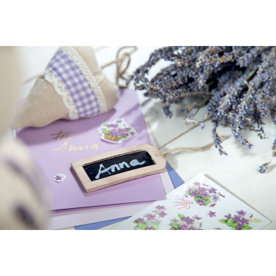 Lavendel, Lila, Trockenblumenstrauß, Kleines Chalkboard, Geschenketikett