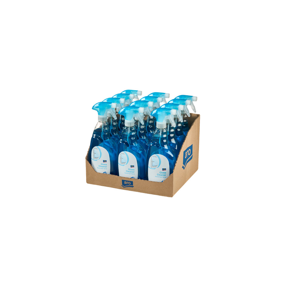 Glasreiniger, Sprühflasche, Kasten, Blau, Wischreiniger
