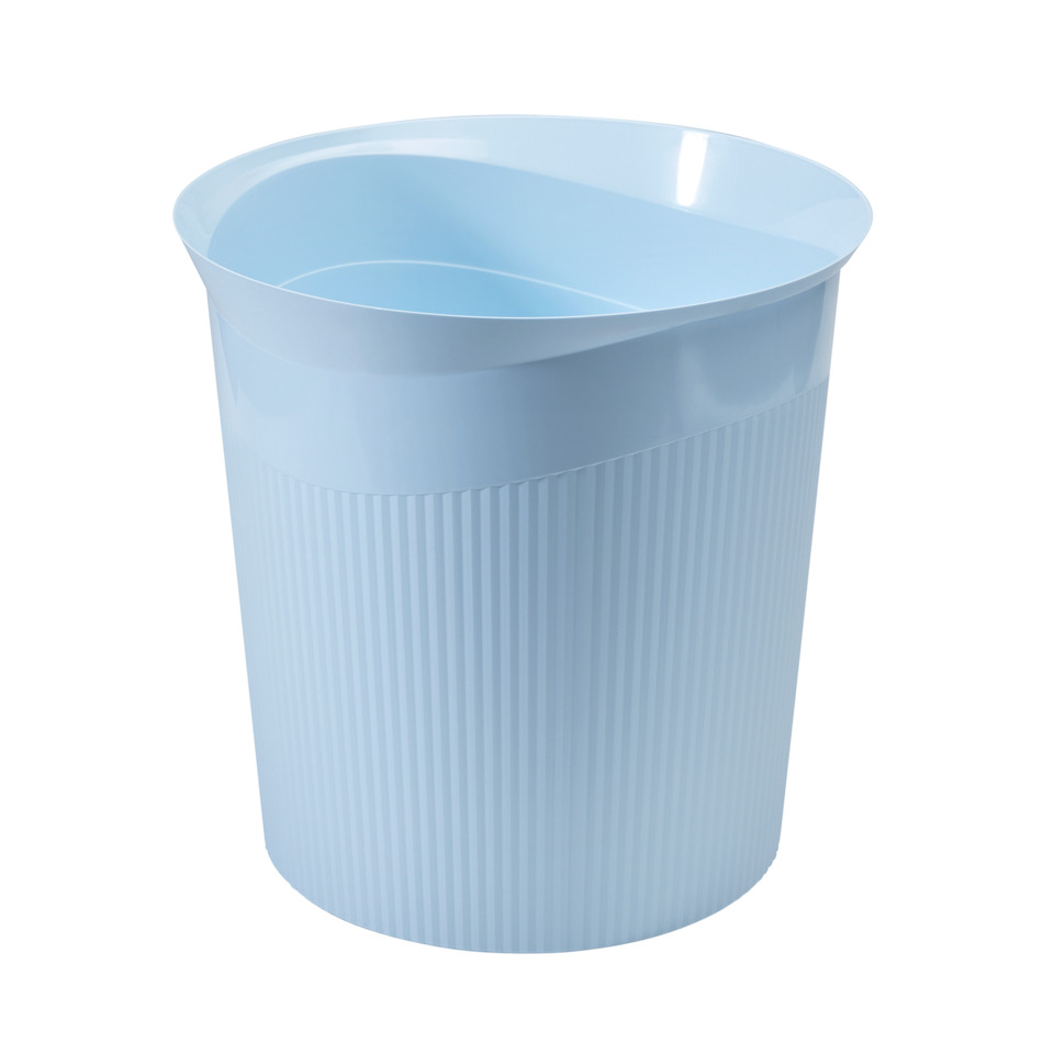 Abfalleimer, Mülleimer, Rippenstruktur, Kunststoff, hellblau