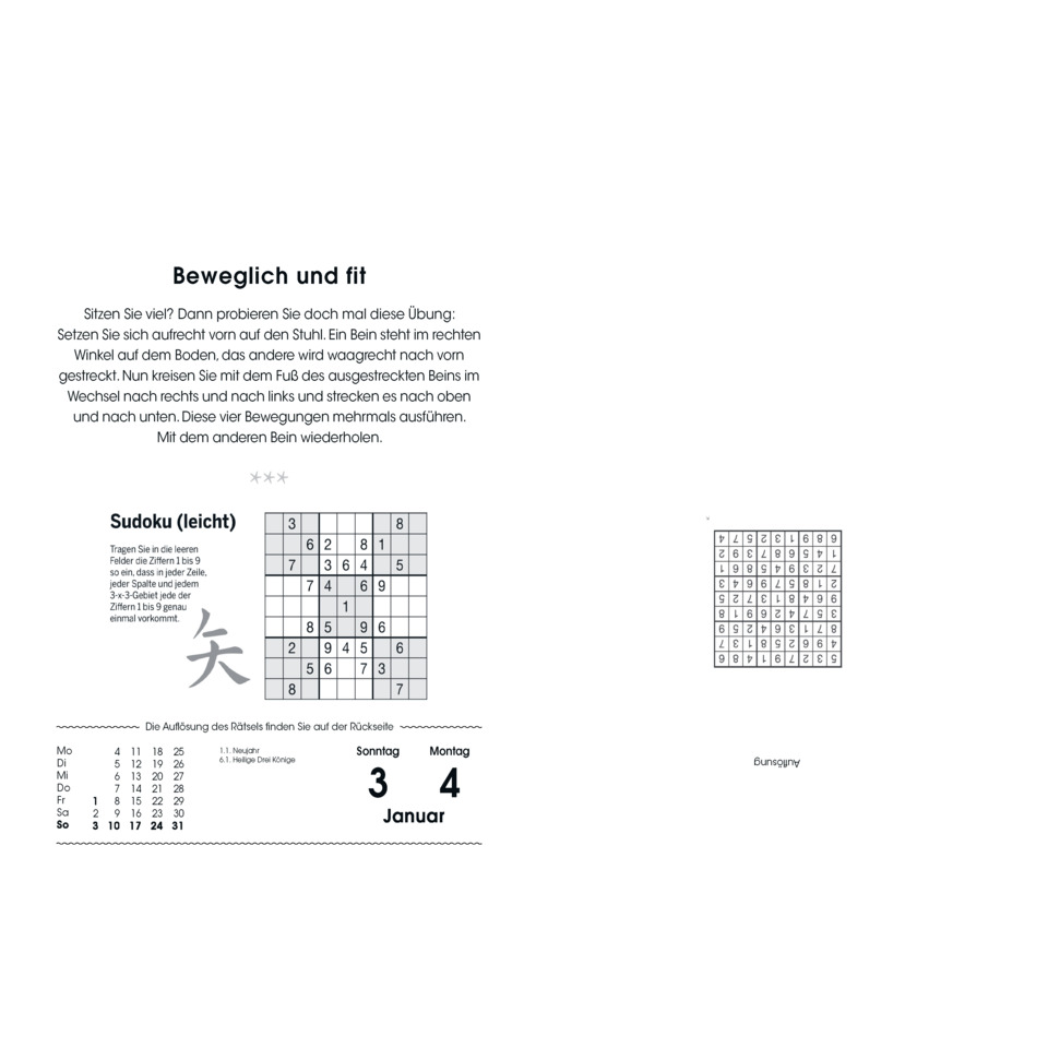 Sudoku, Puzzle, Kalender, Januar, Leicht
