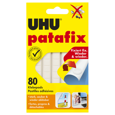 Klebepad patafix Original, wieder ablösbar, weiß, 80 Stück UHU 48810