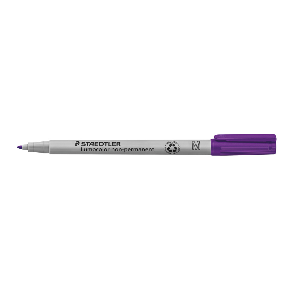 Lackstift, Marker, Filzstift, Luminolor non-permanent, Lila Farbe, Lumoscolor Marker, Permanentmarker, Lila Kappe, Schneide Spitze, Staedtler