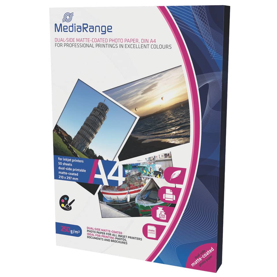 A4 Fotopapier, Matt beschichtet, Beidseitig, Tintenstrahlpapier, 250 g/m²