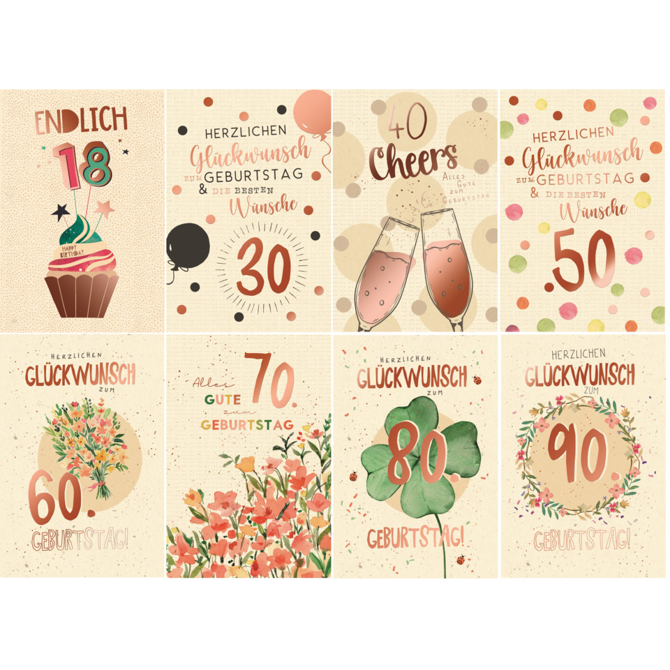 geburtstag, kartenset, glückwunsch, feier, spruchkarte