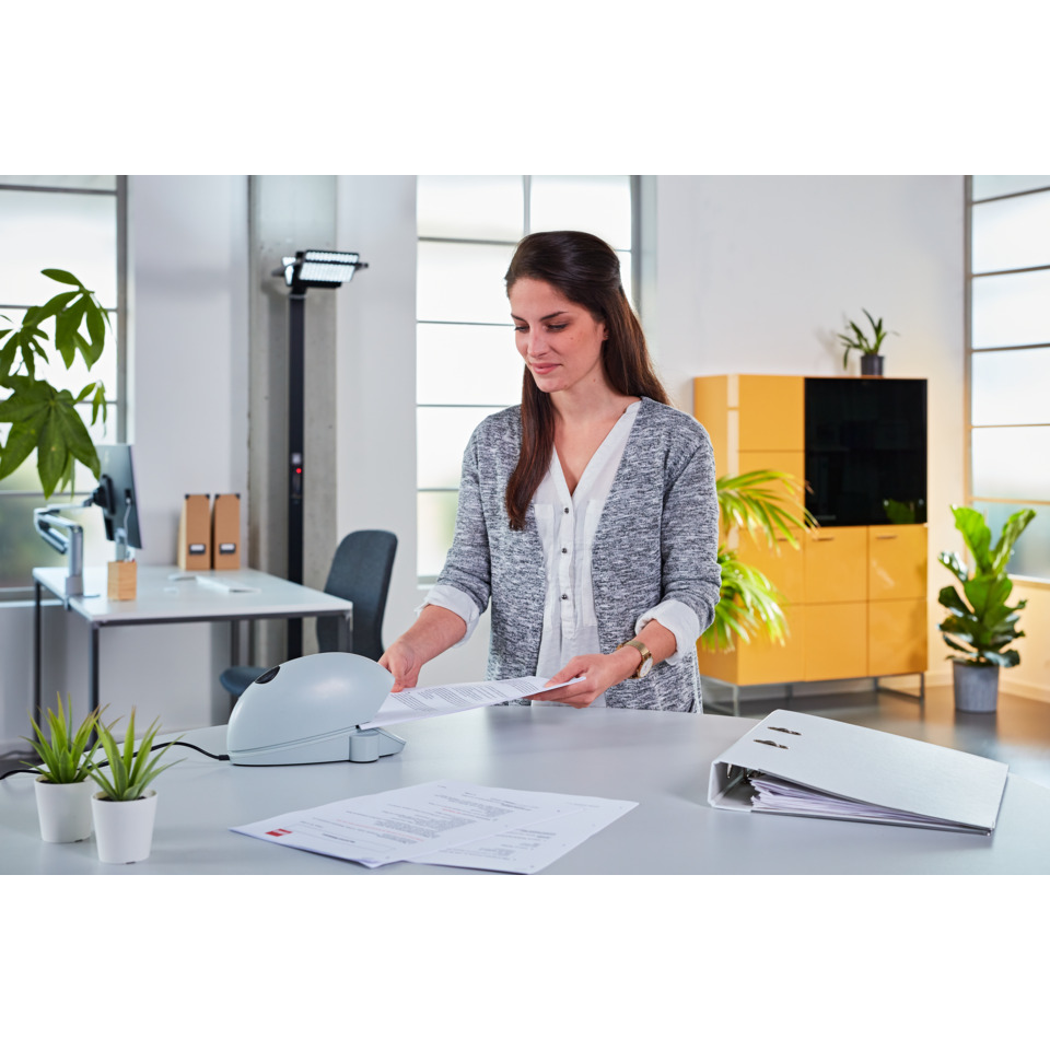 office, Schreibtisch, Dokumente, Handscanner, Ordner