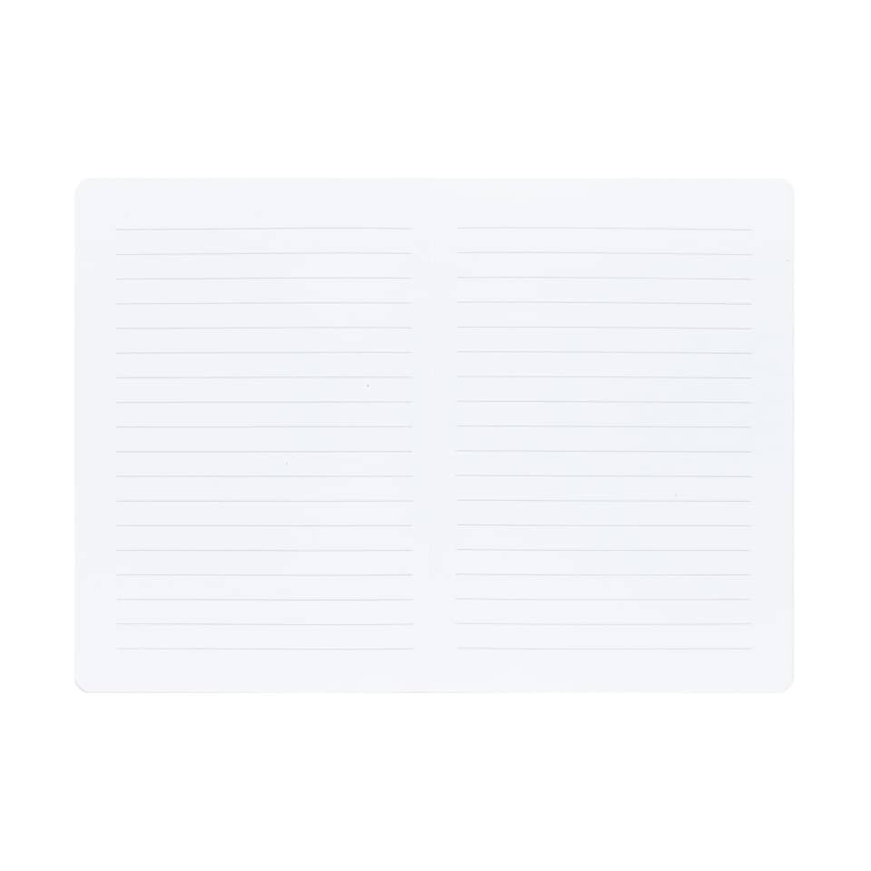 Notizbuch, linierte Seiten, offenes Notizbuch, Zwei-Spalten-Layout, weißes Blatt