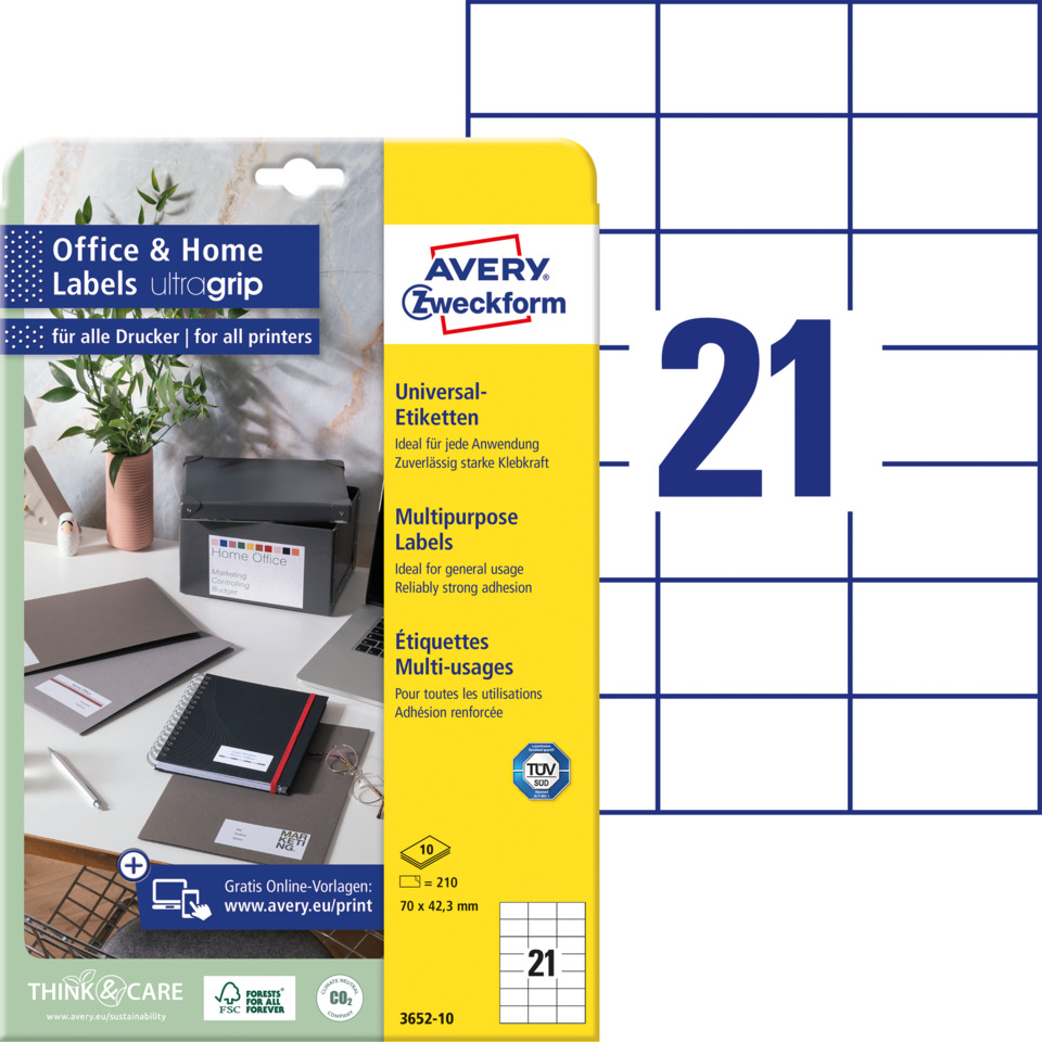 etiketten, Multifunktionsetiketten, Klebebandetiketten, Universal-Labels, Druckeretiketten, Etiketten, Universaletiketten, Multipurpose Labels, Klebkraft, Avery 21