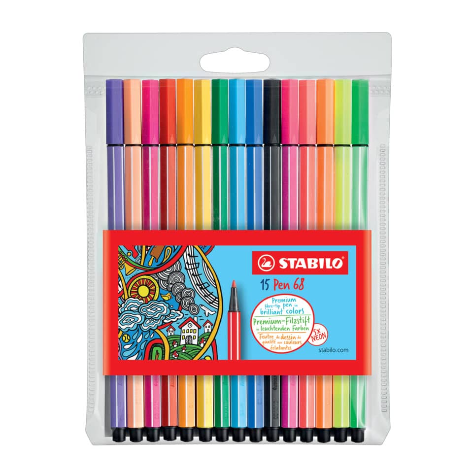 Marker-Set, Farbmarker, 16-Farben Marker, Stabilo, Neonfarben