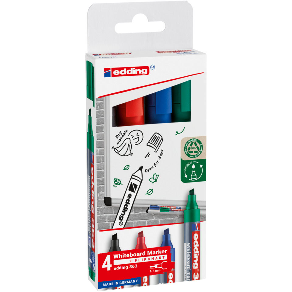 Whiteboard-Marker, Marker-Set, Vier Marker, Whiteboard-Marker-Set, EDding