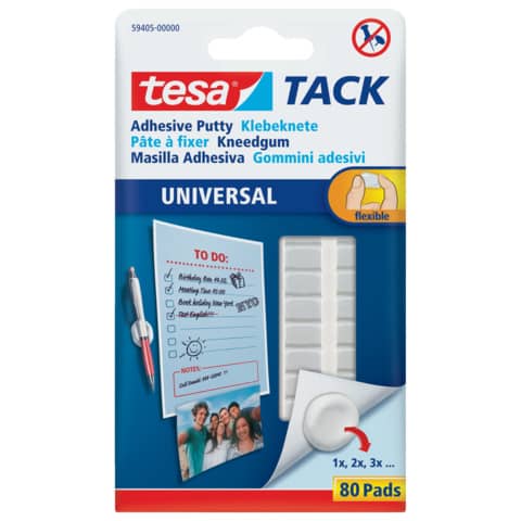 Klebeknete Tack Universal, 80 Stück, weiß TESA 59405-00000-00