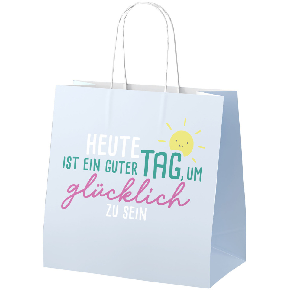Tasche, Papiertragetasche, Shopper, Slogan, freundliches Motiv