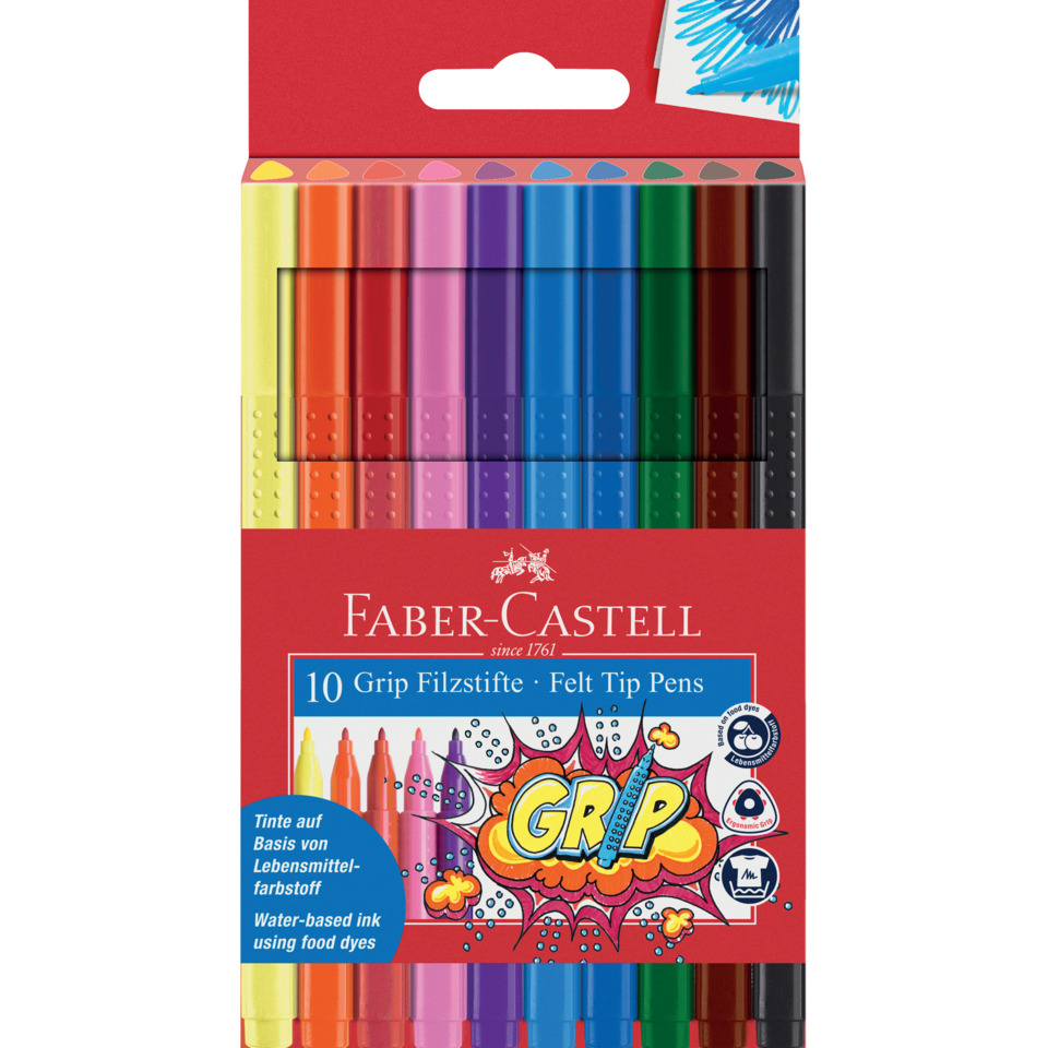 Faserschreiberetui Grip Colour, 10 Stück FABER CASTELL 155310