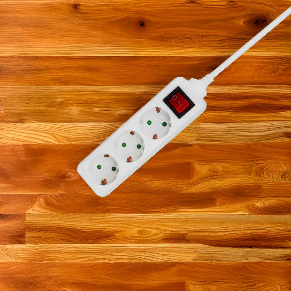 Mehrfach-Steckdosenleiste, Steckdosenleiste, Mehrfachstecker, EU-Stecker, Schalter