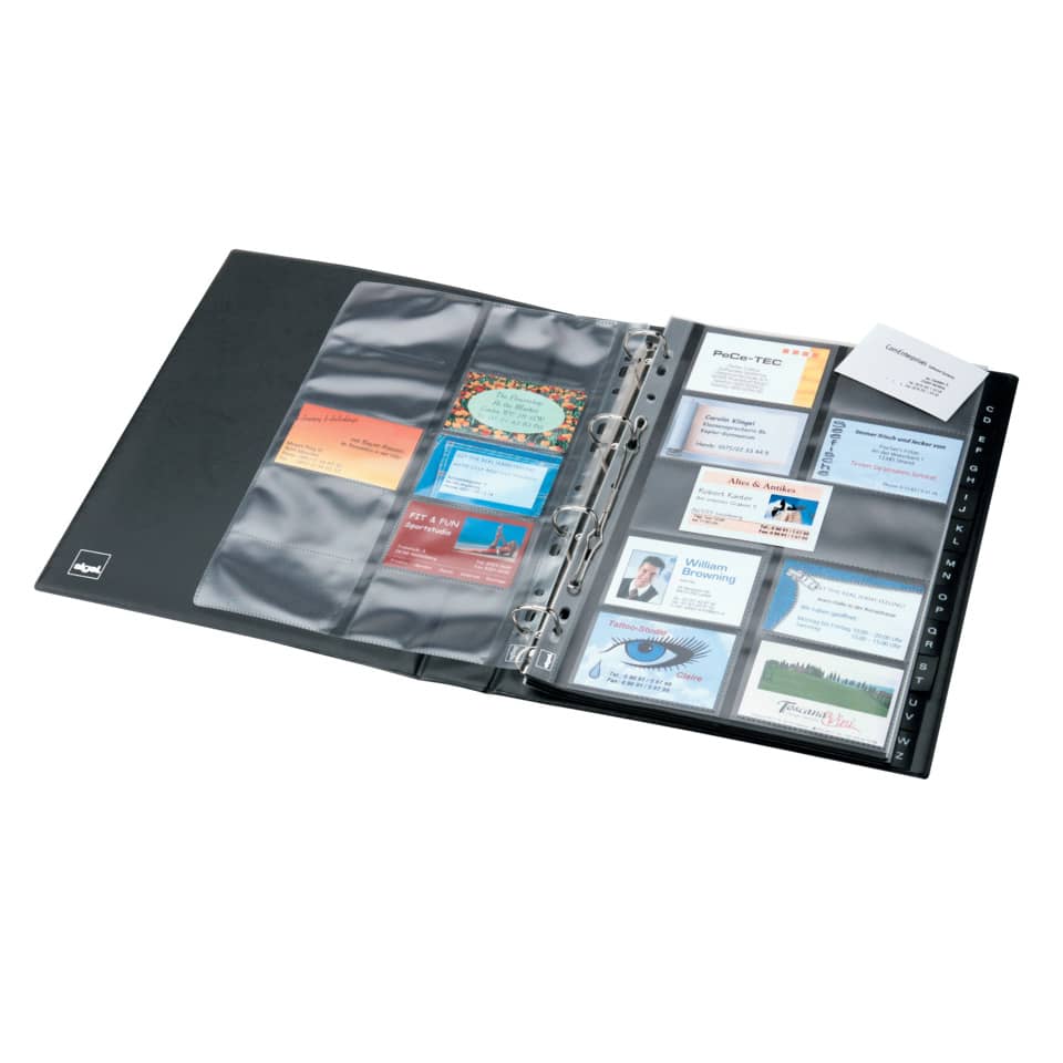 Visitenkarten-Ordner, Visitenkarten, Ringbinder, Kartenmappe, eingebundene Karten