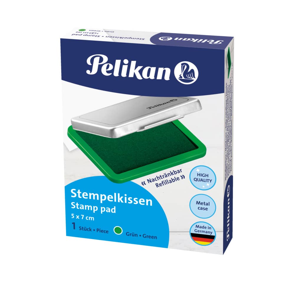 Stempelkissen, Tintenpad, Grün, Metallhülle, Nachfüllbar