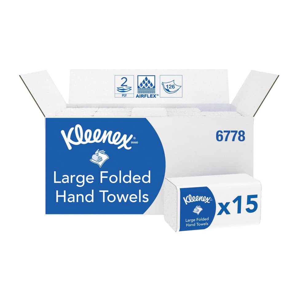 Handtücher, groß gefaltet, Kleenex, Schachteln, x15