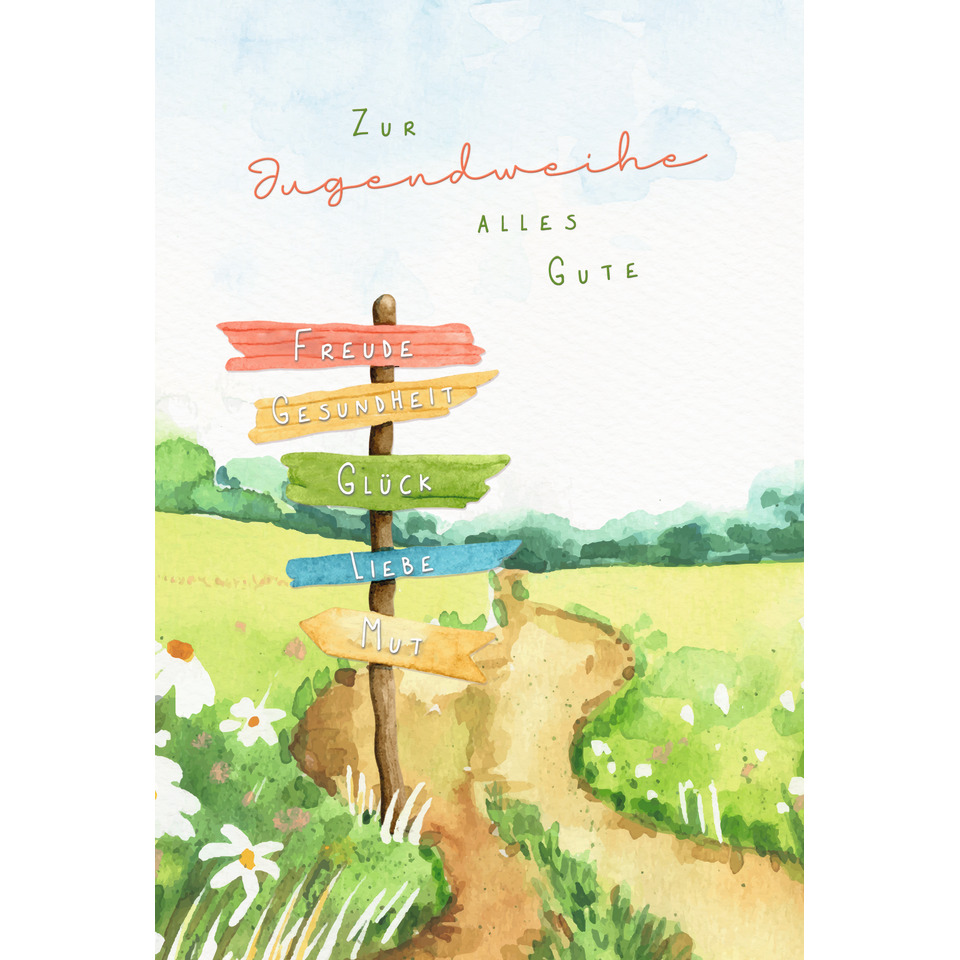Wegweiser, Schild, Wegpfad, Sommerbild, Blumenwiese