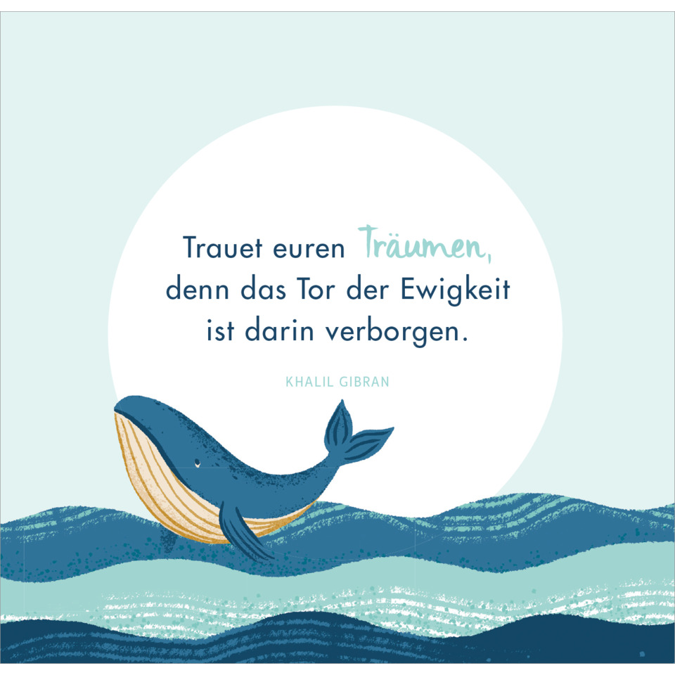 Kunstdruck, Wale, Wellen, Kreismotiv, Zitate