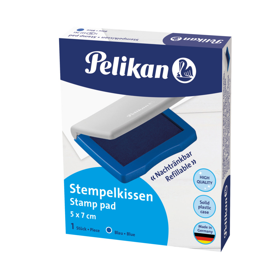 Stamp pad, Ink pad, Blue, Fillable/Refillable, Plastic case
