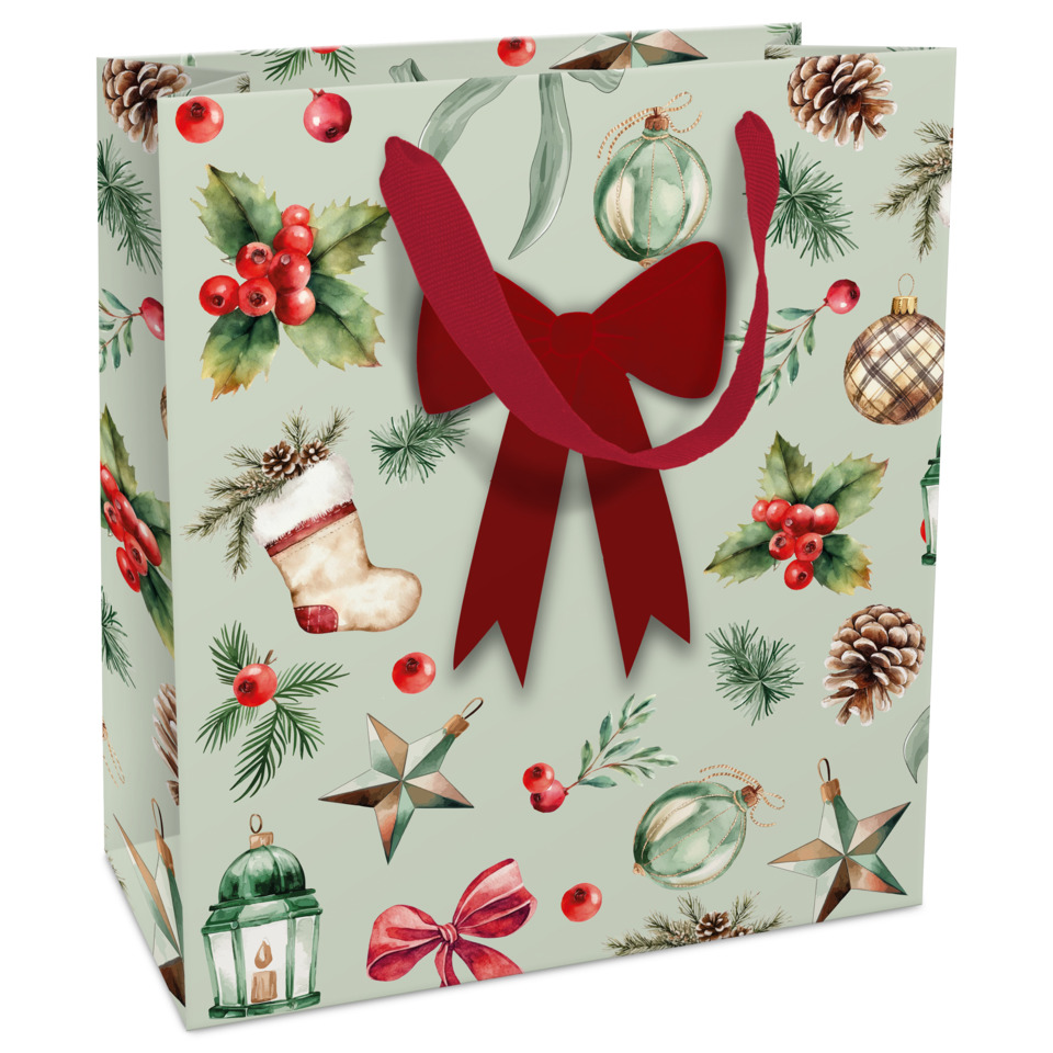 Geschenketüte, Weihnachten, Roter Schleifen, Weihnachtsdeko, Papiertragetasche