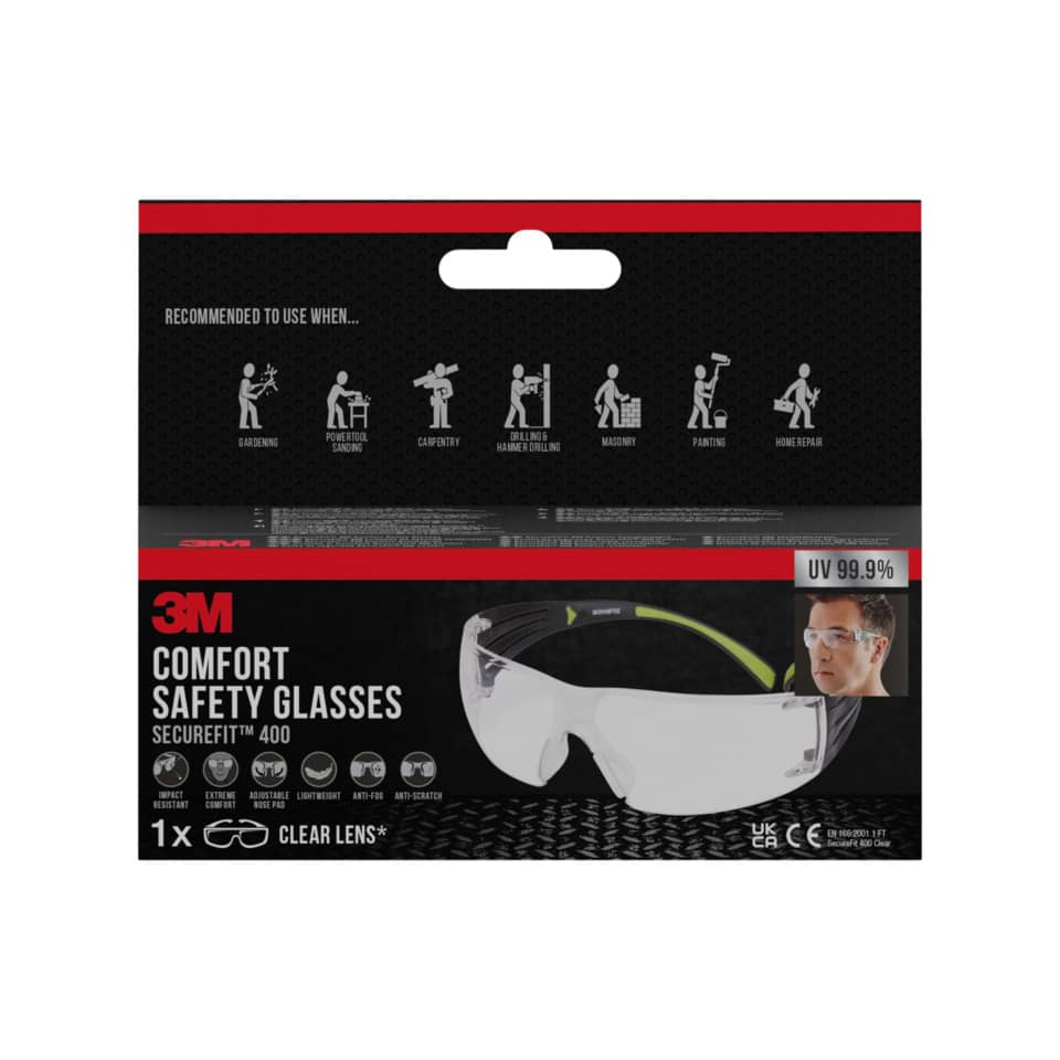 Schutzbrille, Goggles, UV99,9%, Klarlinse, 3M Komfort-Schutzbrille