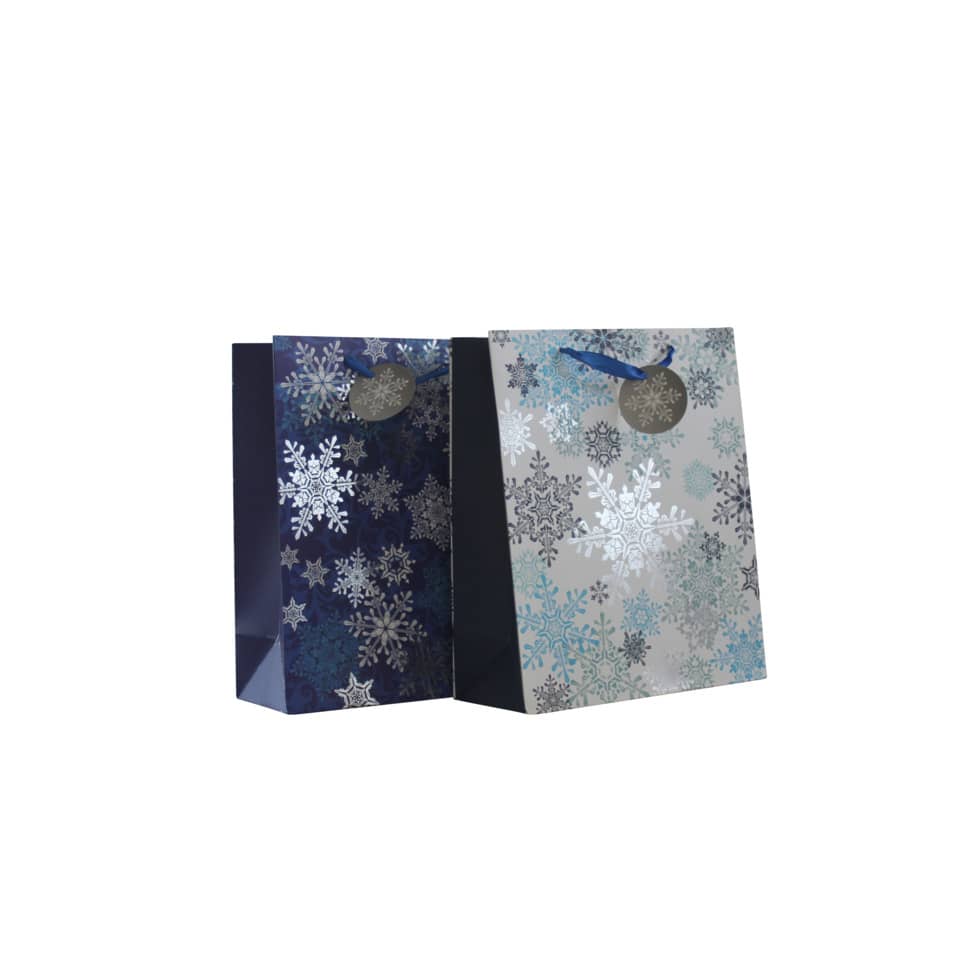 Geschenkverpackung, Geschenktüte, Schneeflocken, Glitzer, Winter motif