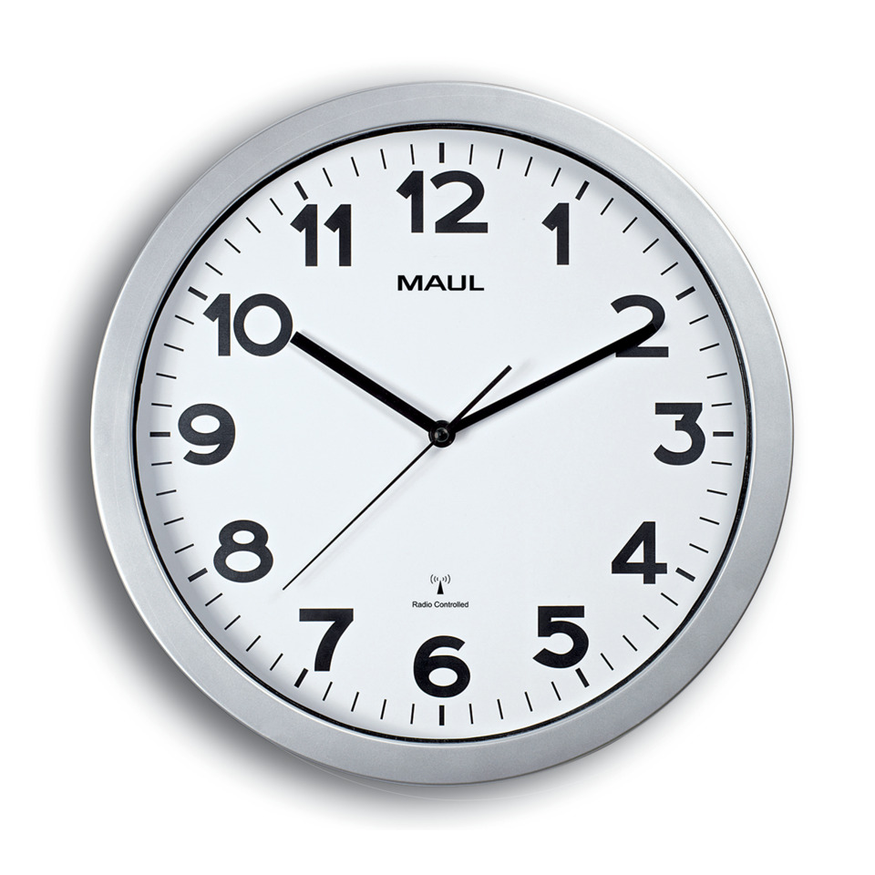 wanduhr, runde Uhr, silberrahmen, analoger Uhr, große Ziffern