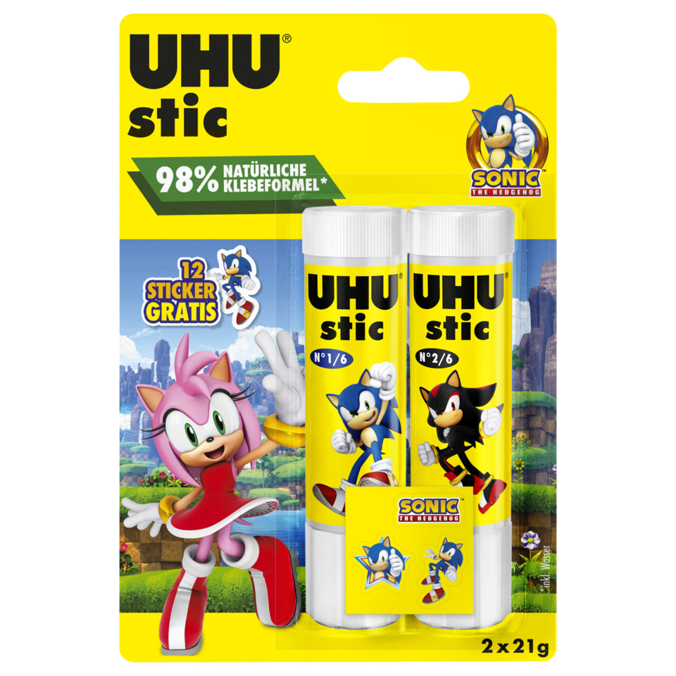Klebestift, UHUstic, Sonic, Klebstoffstift, 2x21g