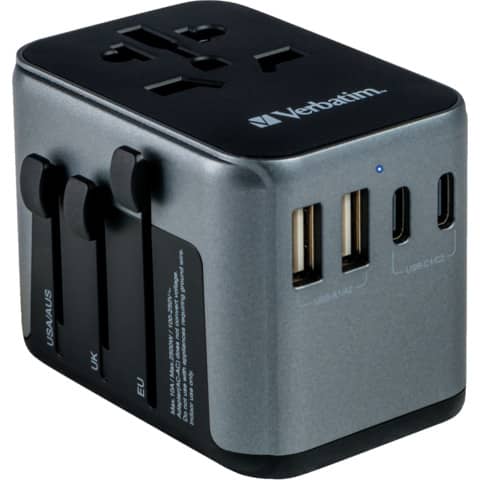 Adapter UTA-03 100-250V 2x USB Typ-A 3x USB Typ-C PD/QC  schwarz VERBATIM 49545
