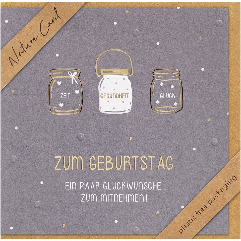 Geschenkkarte, Jahrezeit: Geburtstag, Glückwünsche, Mason Jar-Design, Naturkarton