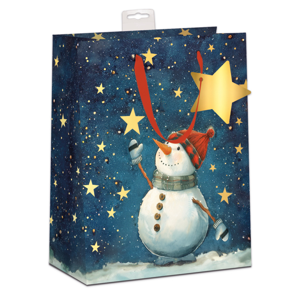 Schneemann, Winterbild, Geschenkbeutel, Sternenhimmel, Wintermöglichkeiten
