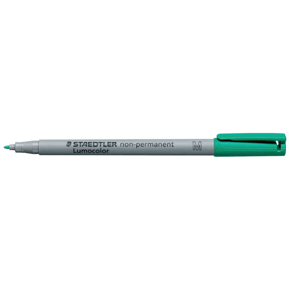 Marker, Permanent marker, Lumocolor, Grüner Kappe, Feinspitze, Marker, Lumocolor, Staedtler, nicht permanent, Grüner Deckel