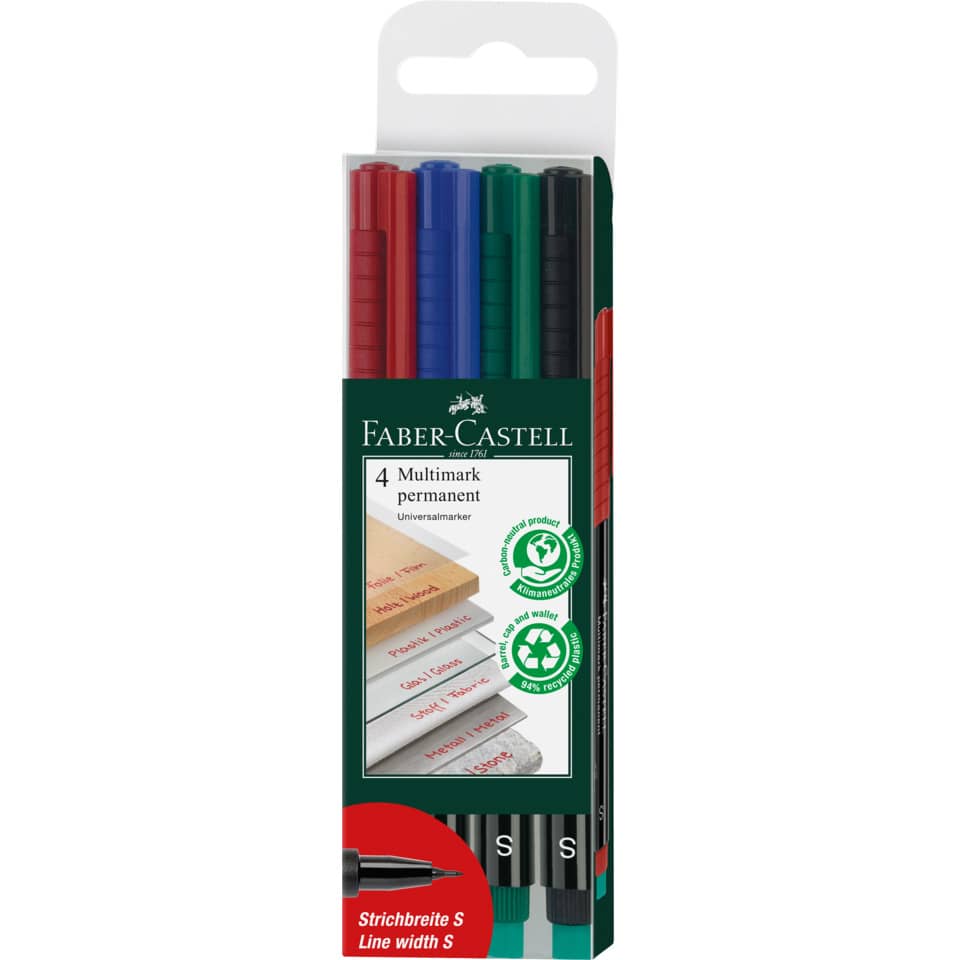 Farbmarker, Permanentmarker, Multimarker, 4er Set, Feinspitze