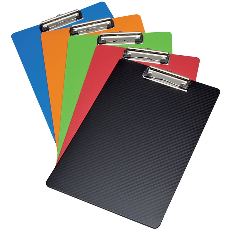 clipboard, Clipboard-Set, bunte Clipboard, Kohlefaser-Optik, mehrfarbige Hintergründe