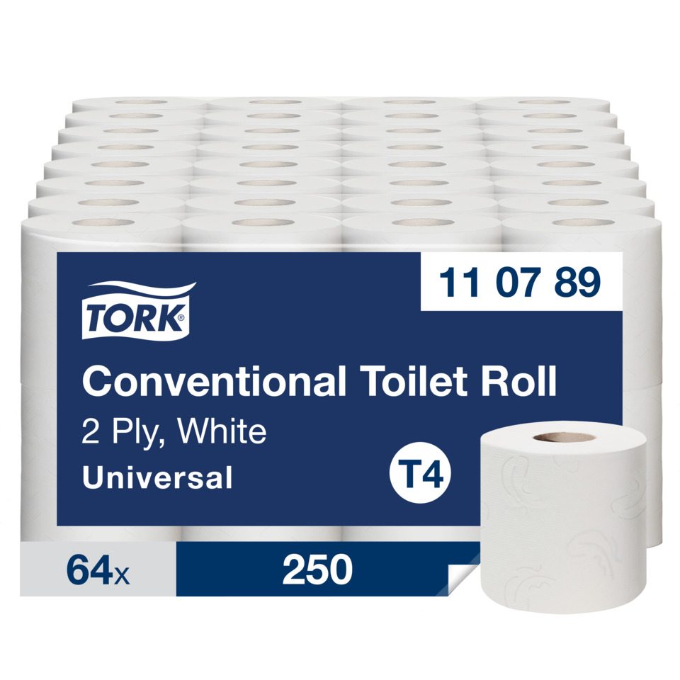 Toilettenpapier, 2-lagig, Weiß, Universell passend, Rollen 64x250