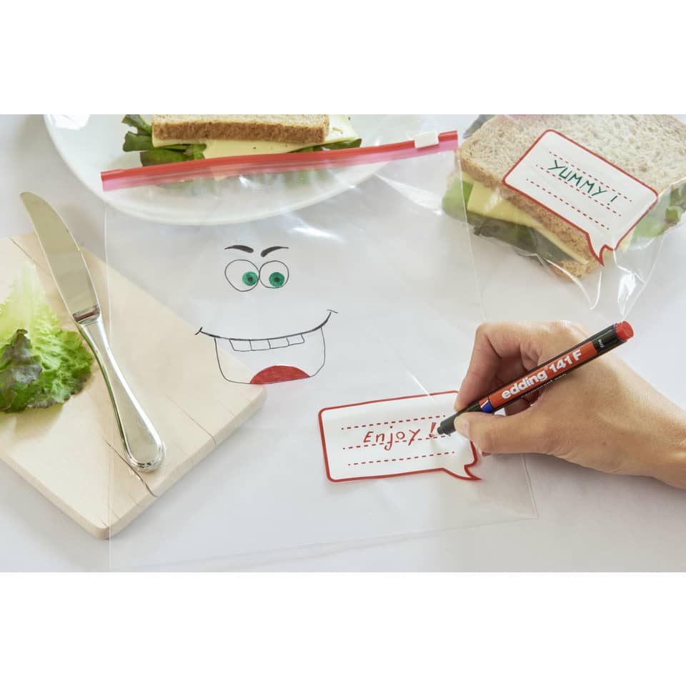 Lunchtasche, Snack-Beutel, Klarsichtbeutel, Reißverschluss, Zeichnung auf Beutel