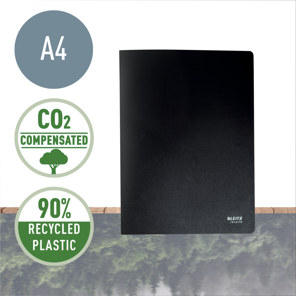 A4, Ordner, schwarz, recyceltes plastik, CO2 kompensiert, notebooks, Ordner, schwarzer Umschlag, A4, recyceltes Plastik