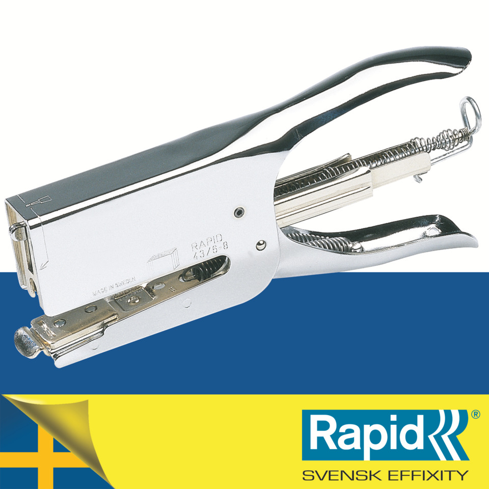 stapler, metall, Handstapler, silber, blau-gelber hintergrund