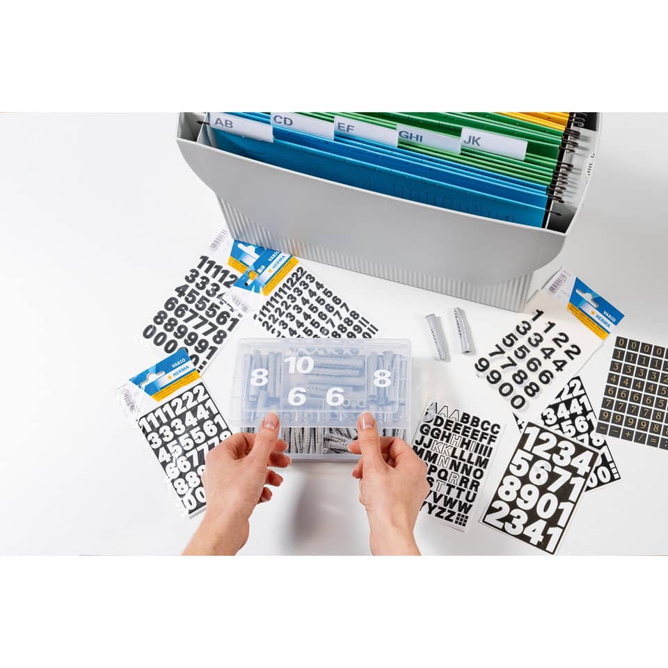 Indexkarten, Zahlaufkleber, Organizer-Set, Beschriftungsbögen, Ordnungsset